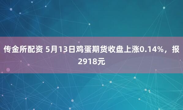 传金所配资 5月13日鸡蛋期货收盘上涨0.14%，报2918元